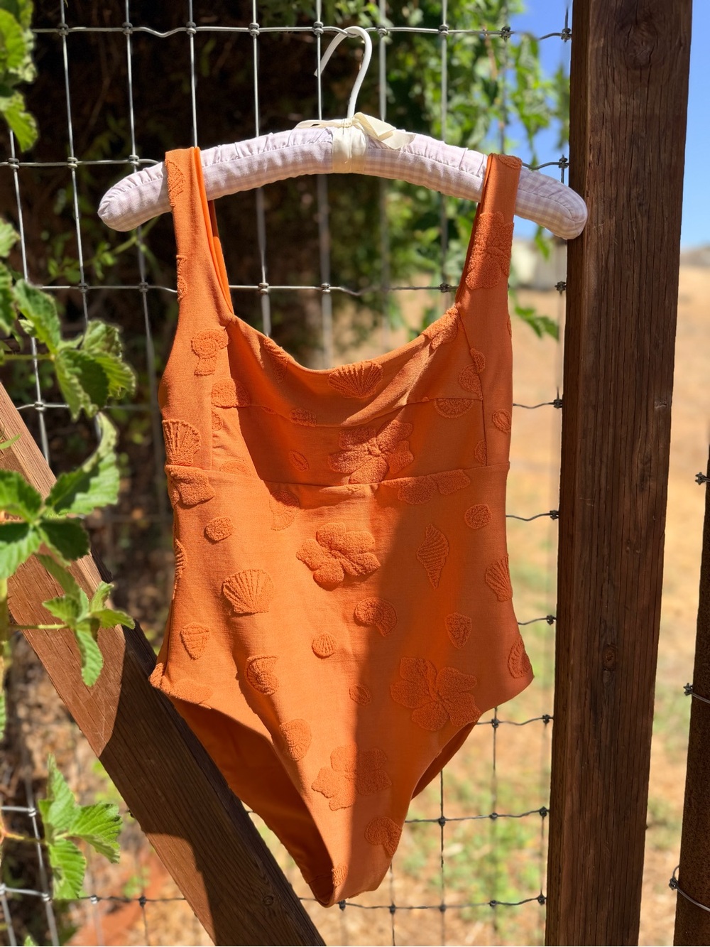 Orange Textured One-Piece Swimsuit